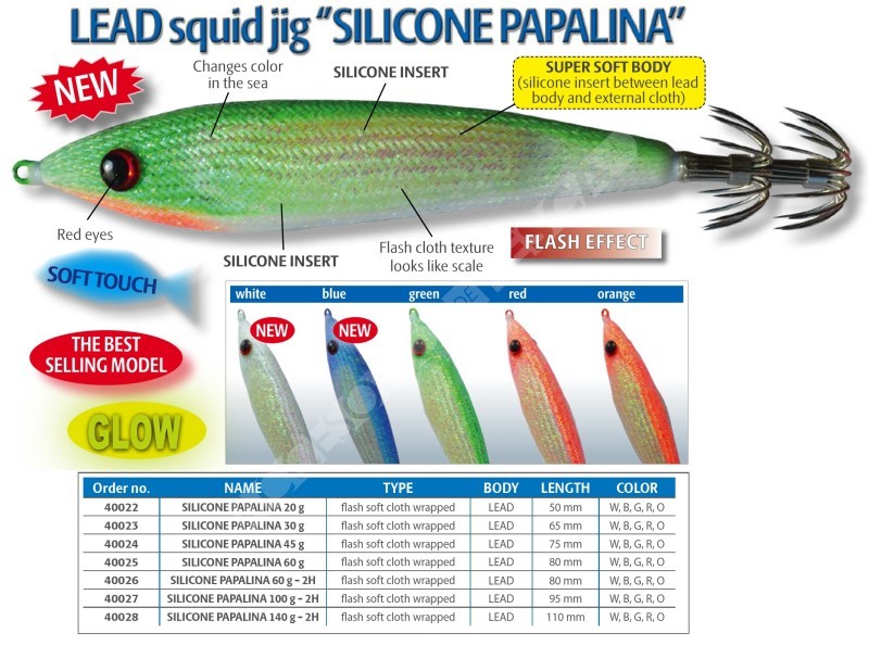 SILICONE PAPALINA Pesca cefalópodos Dtd