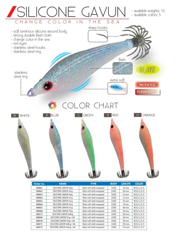 SILICONE GAVUN Pesca cefalópodos Dtd