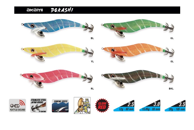 COLORES DOKASHI Pesca cefalópodos AKAMI