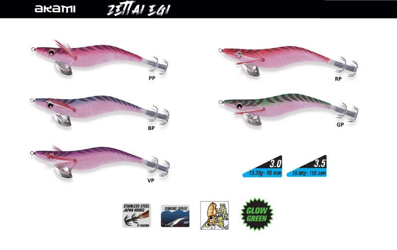 COLORES ZETTAI EGI Pesca cefalópodos AKAMI